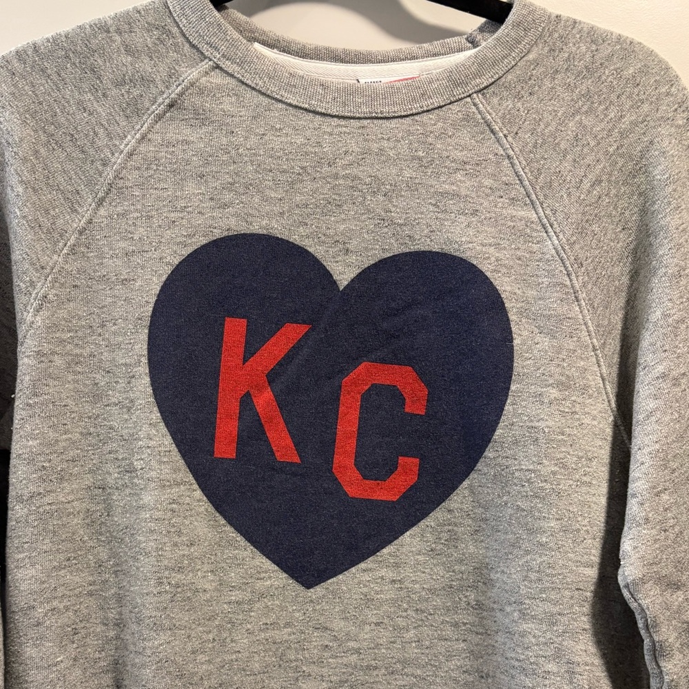 Gray Heart Print Women's Crew Neck Sweater